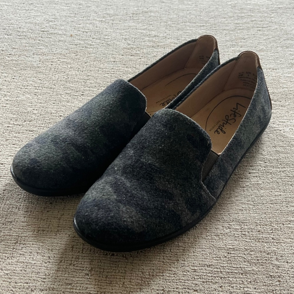 LifeStride Next Level Grey Camo Slip On Loafers Womens 8M Soft‎ System Flats